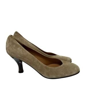Salvatore Ferragamo Womens Classic Suede Pumps Size 8.5 NARROW‎ Taupe Heels
